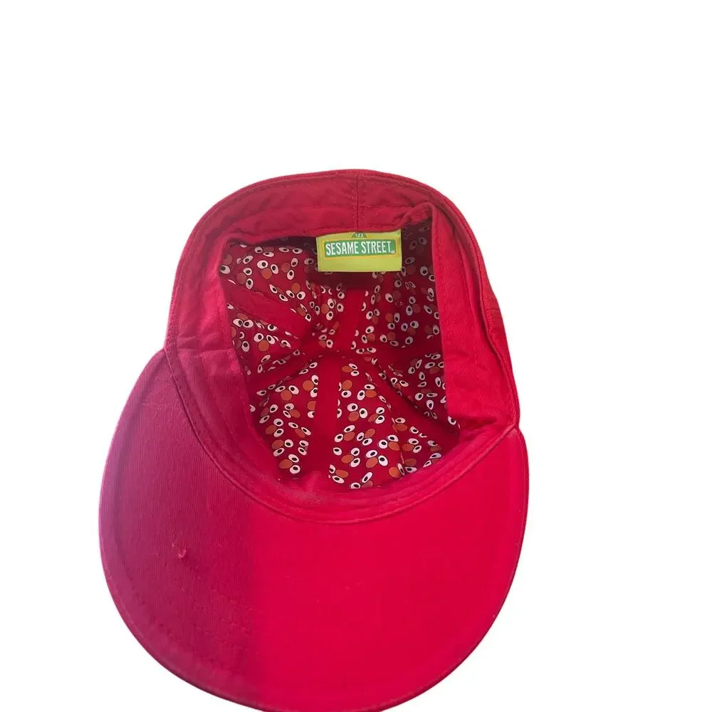 Sesame Street Elmo Red Big Face Flat Bill Mens Baseball Hat Flex Cap L